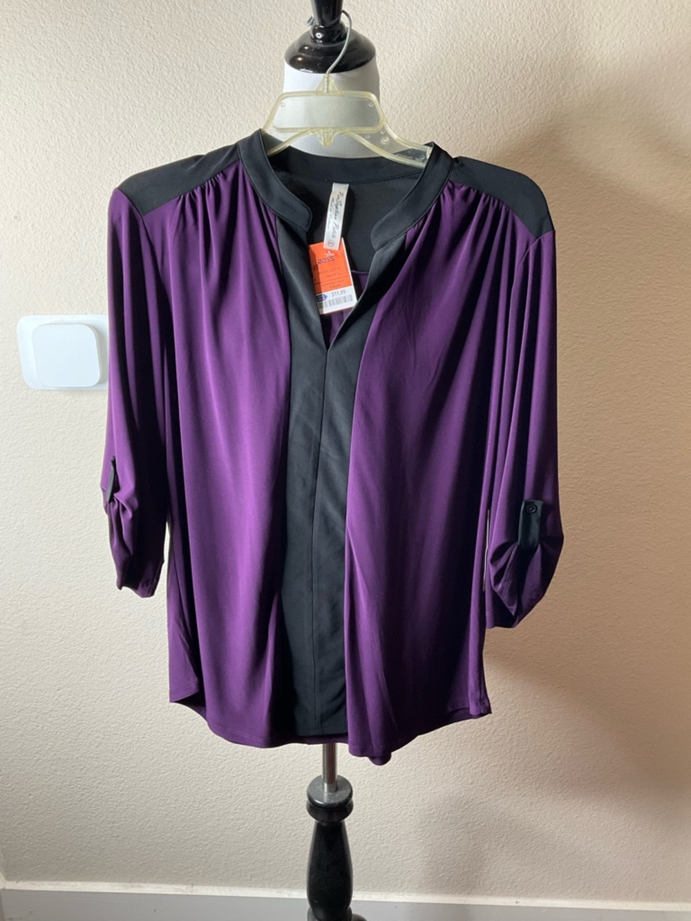 Women’s Two-Tone Purple and Black Blouse petite XL NWT